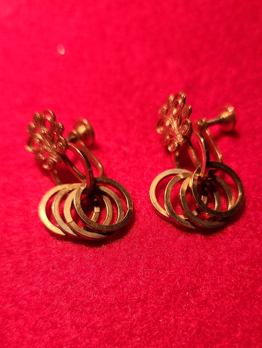 Gold Tone Multi-Ring Drop Earrings - Women Jewelry